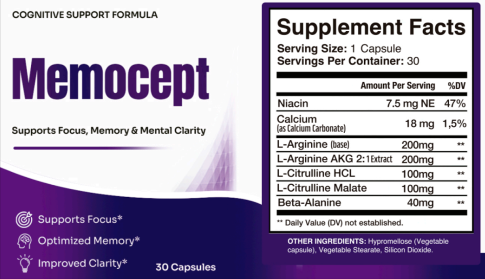 Memocept supplement facts
