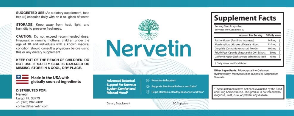 Nervetin Supplement Facts