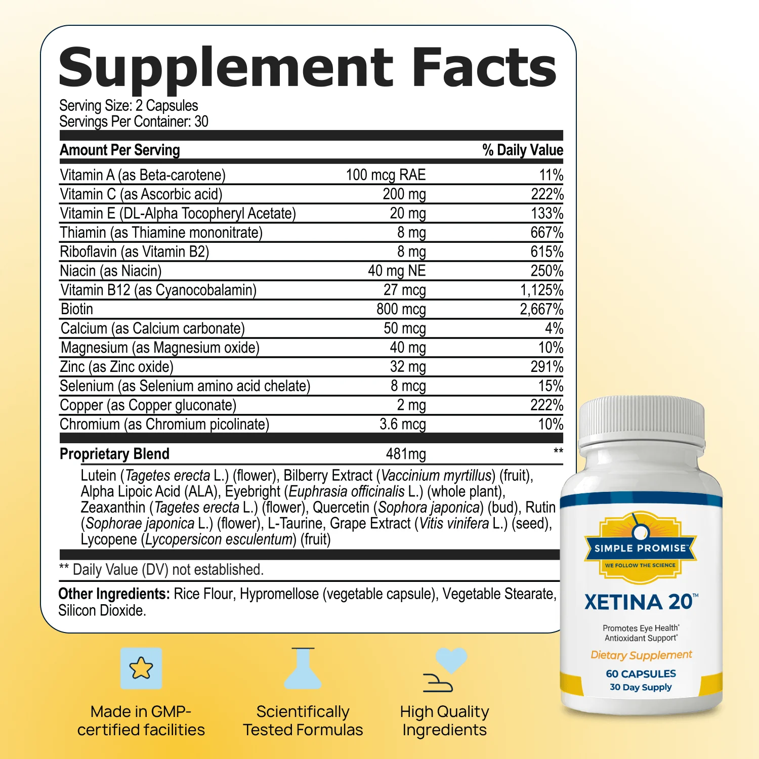 Xetina 20 Supplement Facts